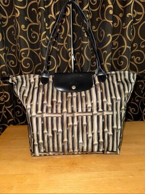 Longchamp EXTREMELY Rare Limited Edition Bamboo Print Le Pliage Tote LARGE